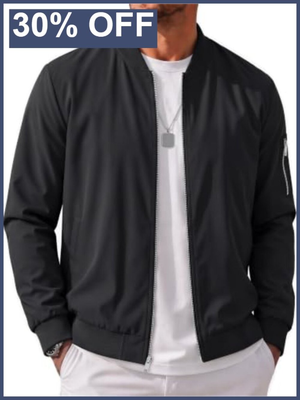 Lightweight Windproof Bomber Jacket Men's Zip Up Casual Spring Fall